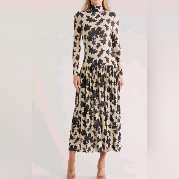 Ulla Johnson Dresses & Skirts - Ulla Johnson Size Large Amaya Print Mock Neck Long Sleeve Midi Dress MSRP $590